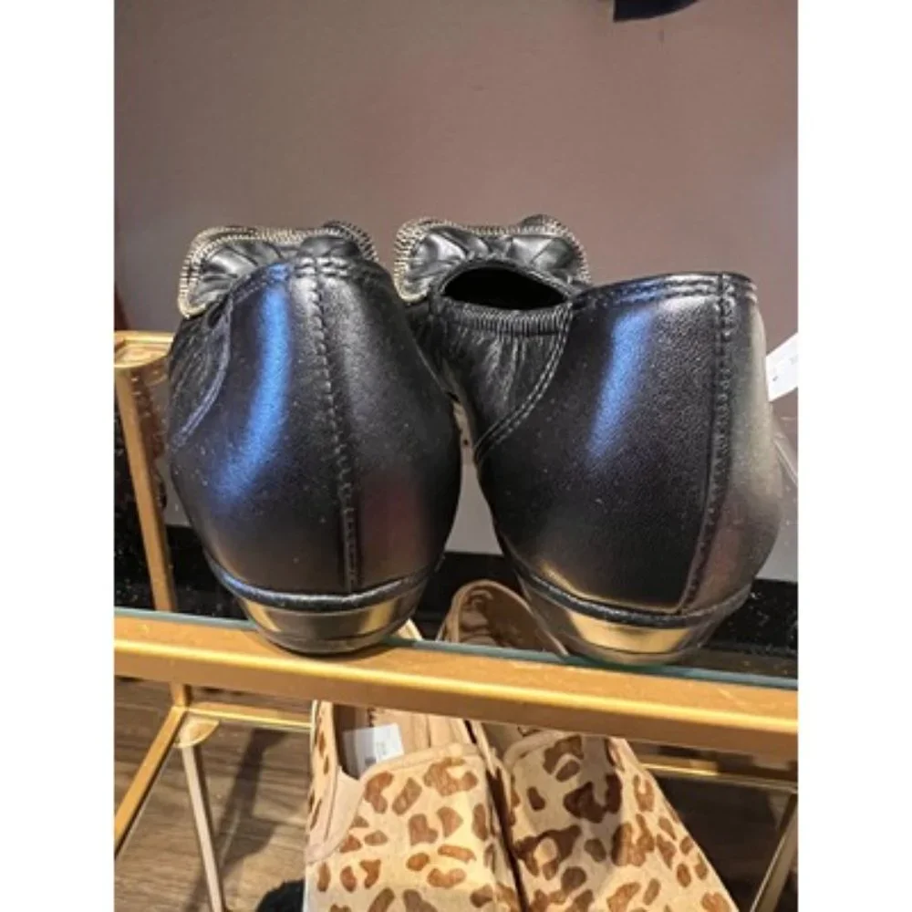 Paul Green Munchen Leather Zipper Decorative Round Toe Flat Ballet Size 6.5 / 7 - Picture 4 of 6